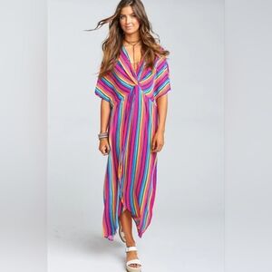 Show Me Your MuMu Multicolor Striped V-Neck Maxi Dress